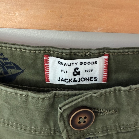 Shorts Jack & Jones Bowie Flat Front Chino Shorts Nautical Theme Green Size M. - Picture 2 of 13